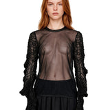 Top semi trasparente in nero 