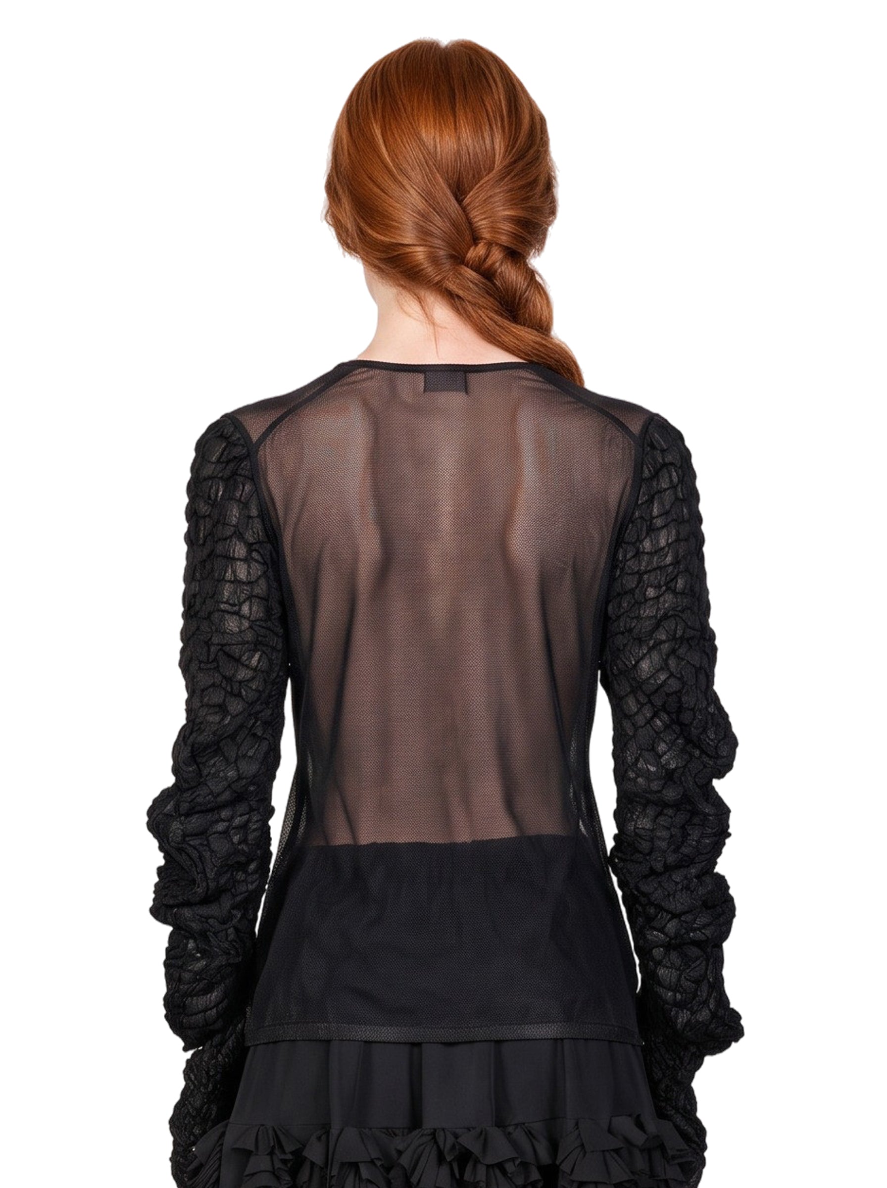 Top semi trasparente in nero 