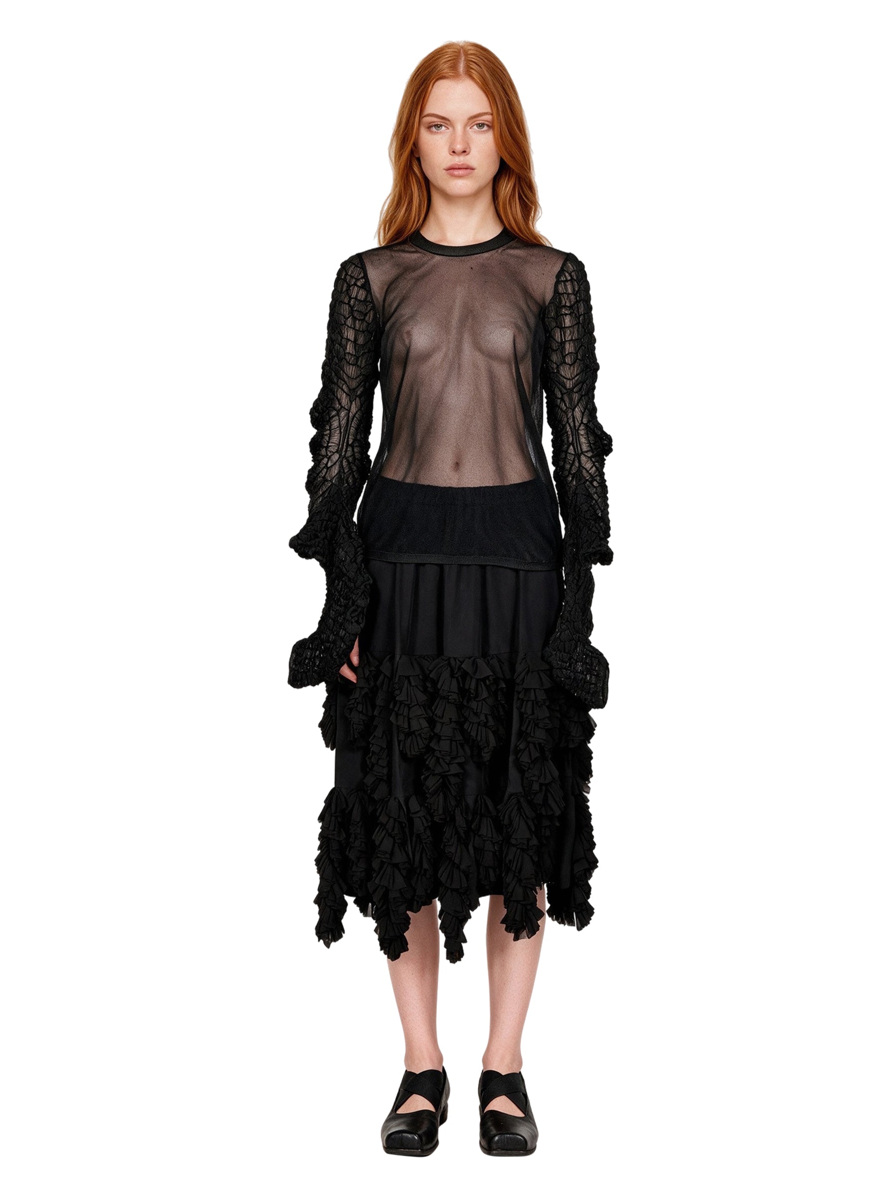 Top semi trasparente in nero 