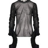Top semi trasparente in nero 
