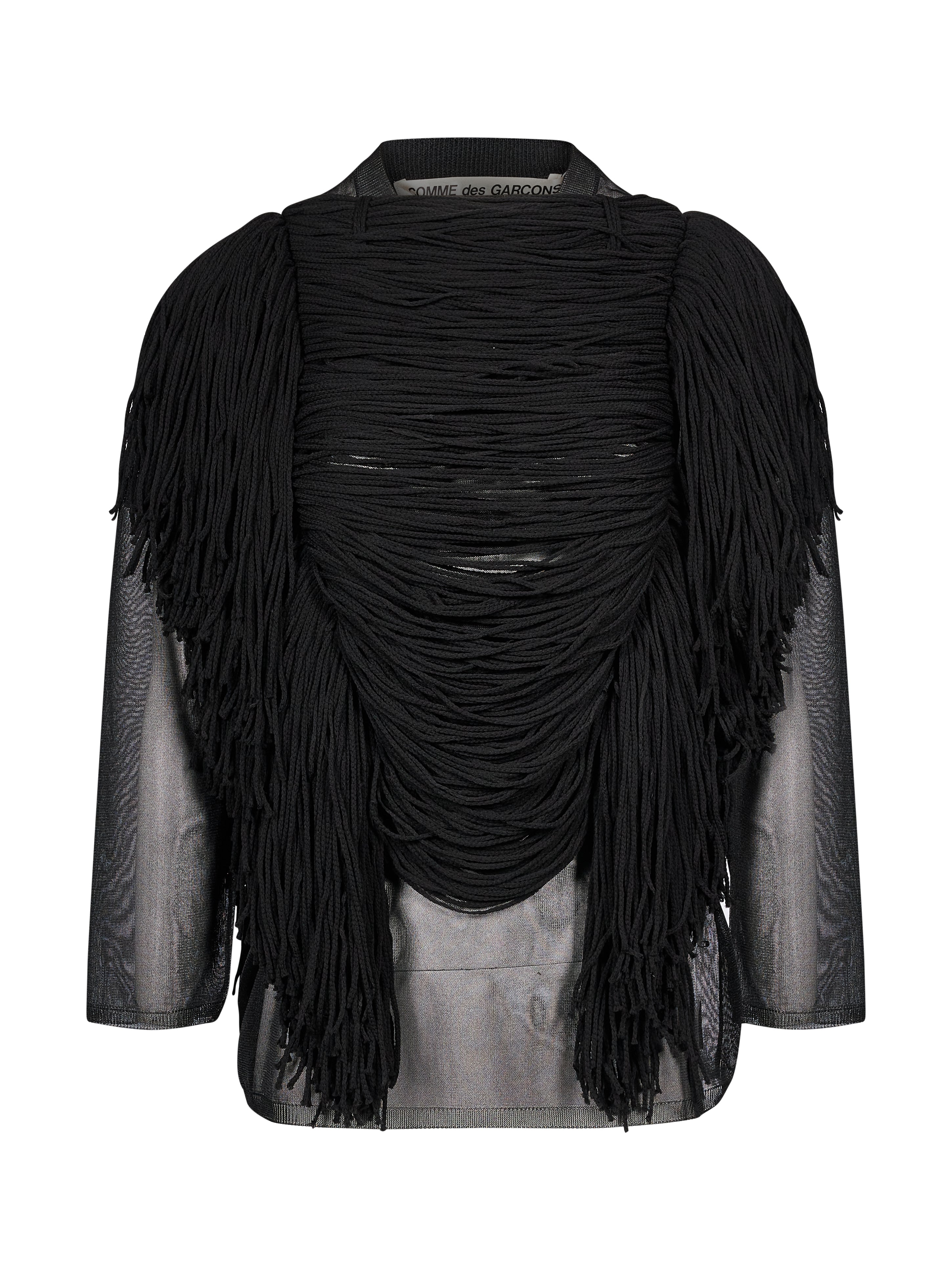 Maglione con frange in nero 