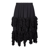 Gonna con ruches e design asimmetrico in nero 