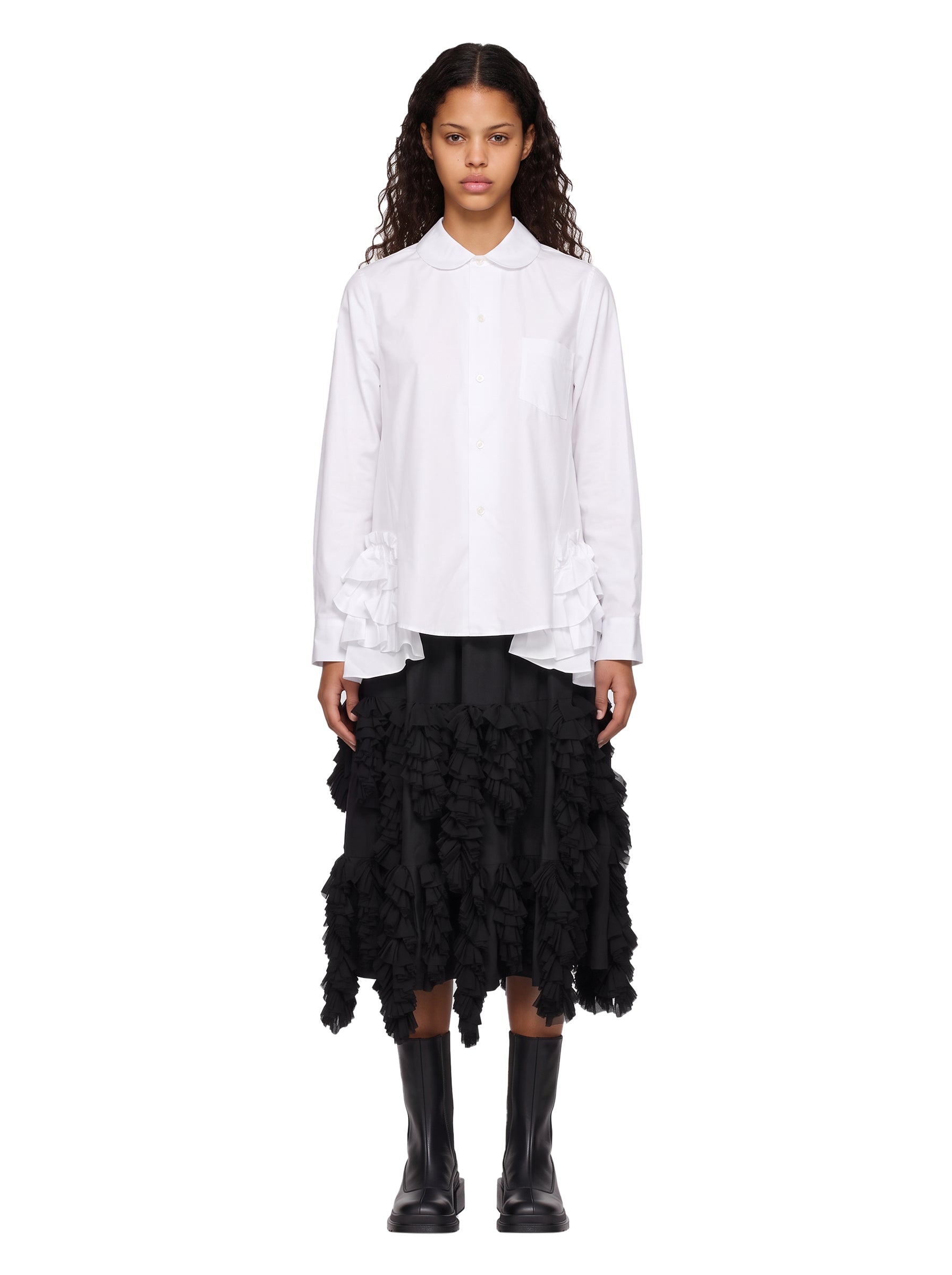 Camicia con colletto Peter Pan in bianco 
