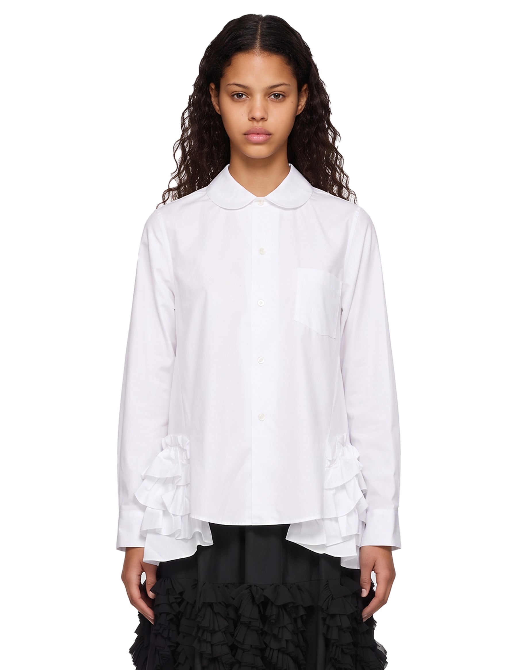 Camicia con colletto Peter Pan in bianco 
