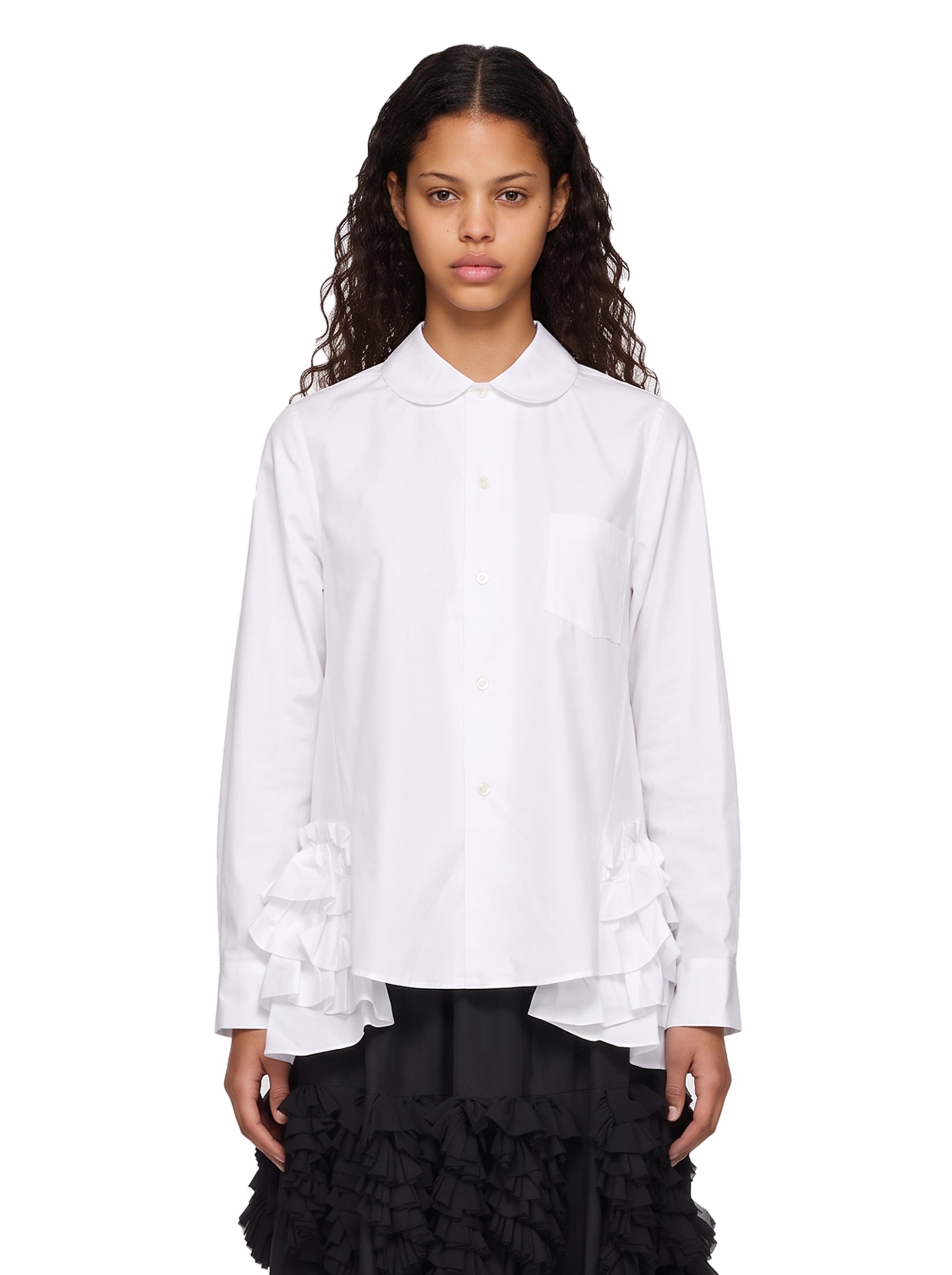 Camicia con colletto Peter Pan in bianco 