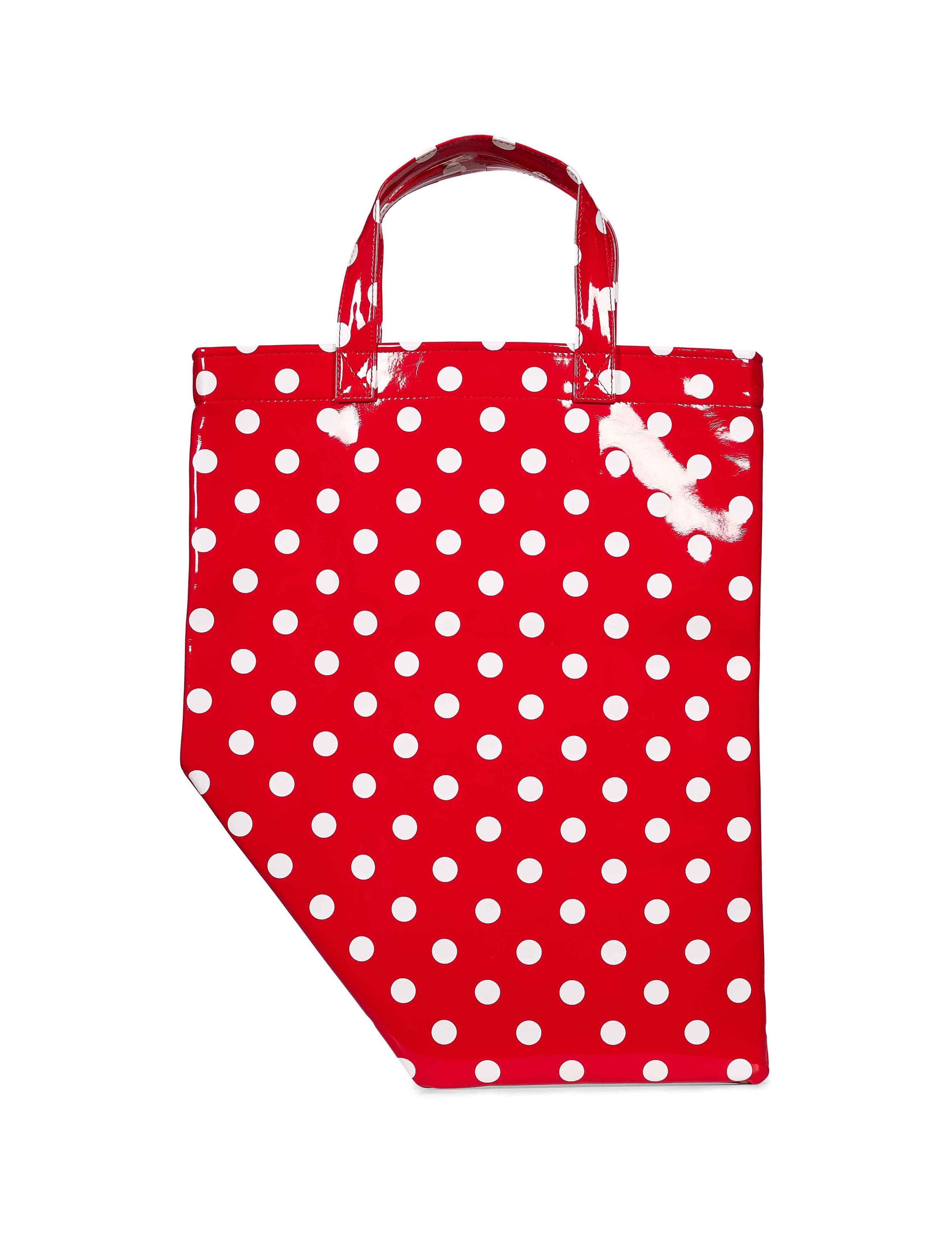 Borsa a pois in rosso e bianco 