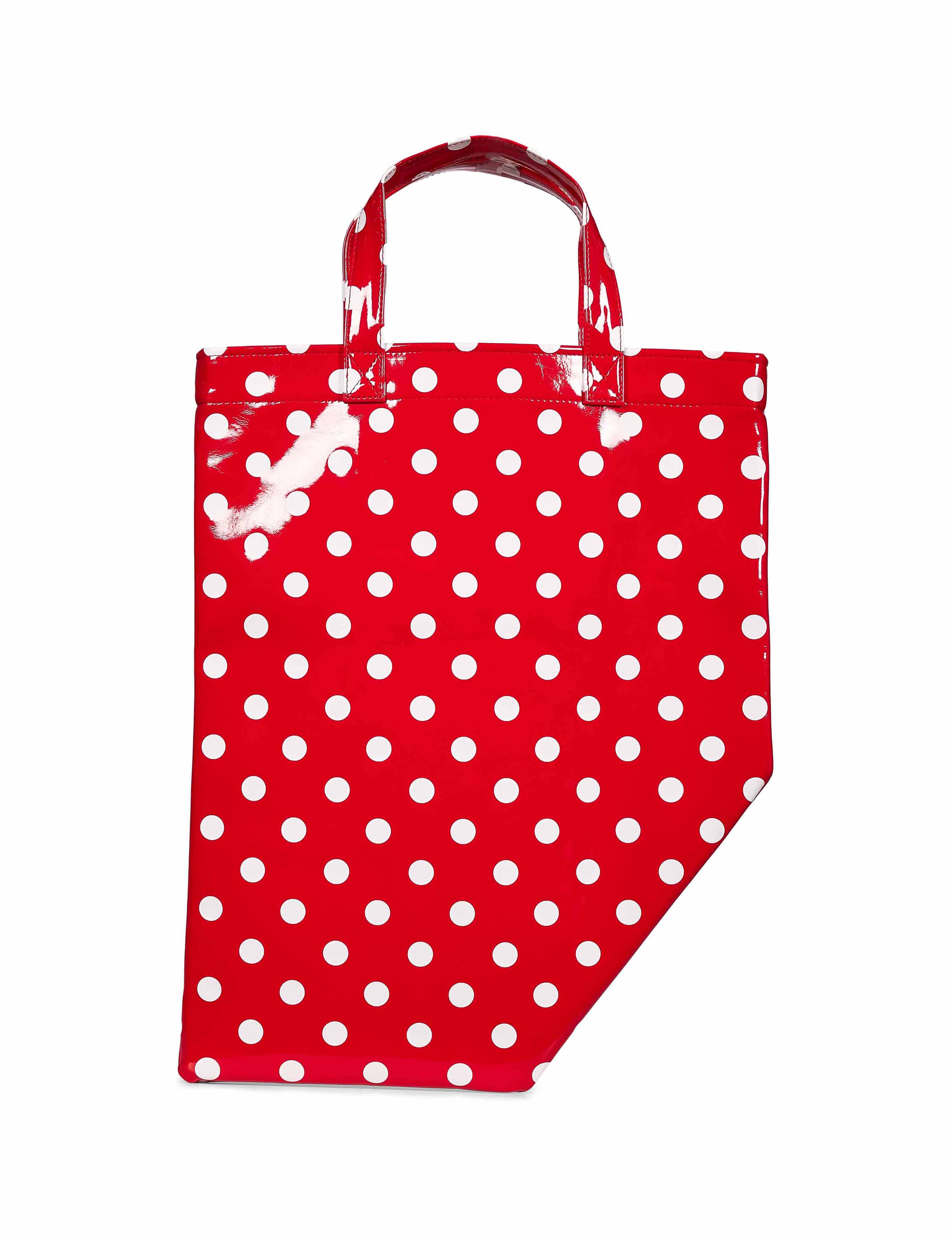Borsa a pois in rosso e bianco 