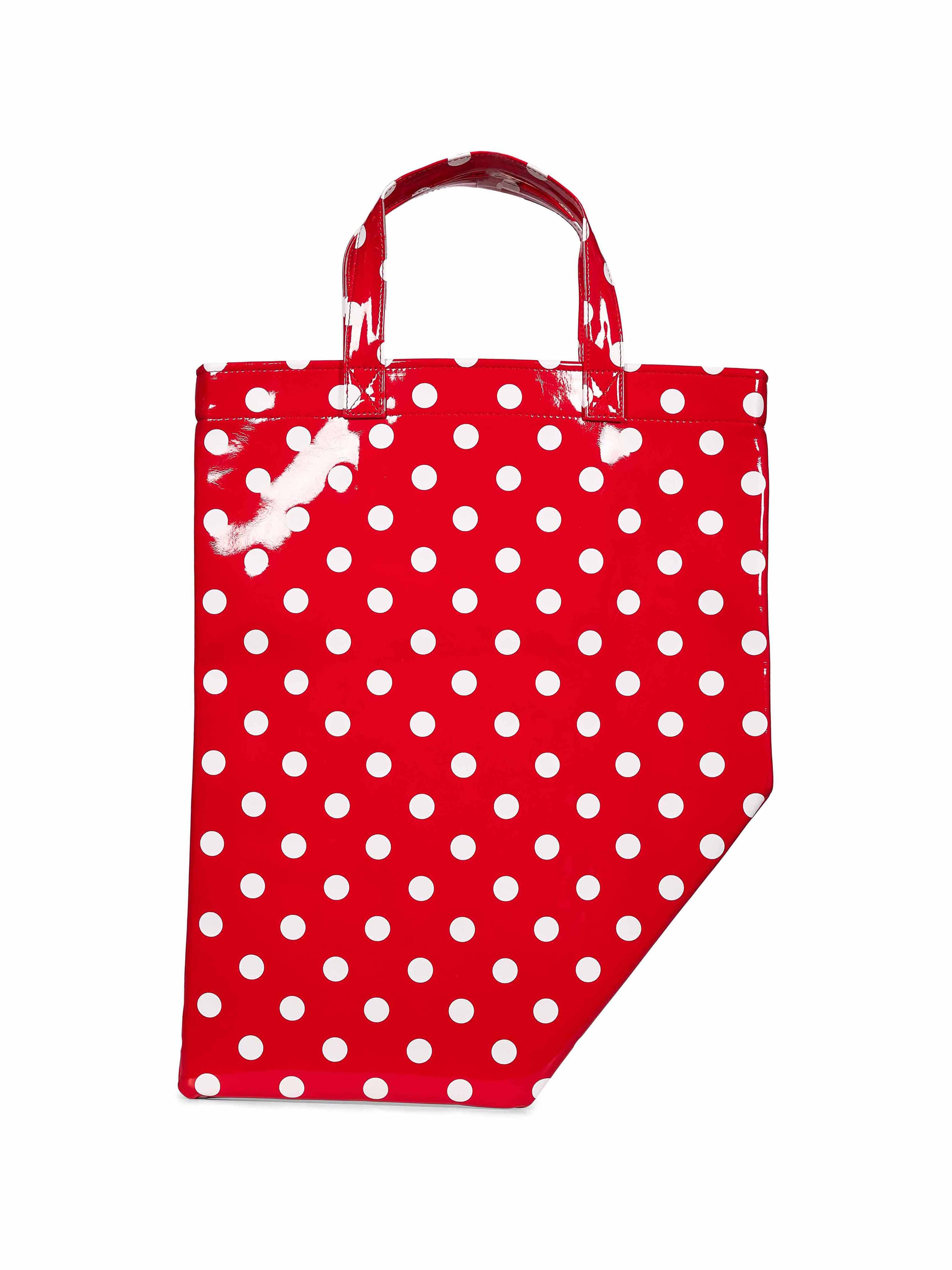 Borsa a pois in rosso e bianco 