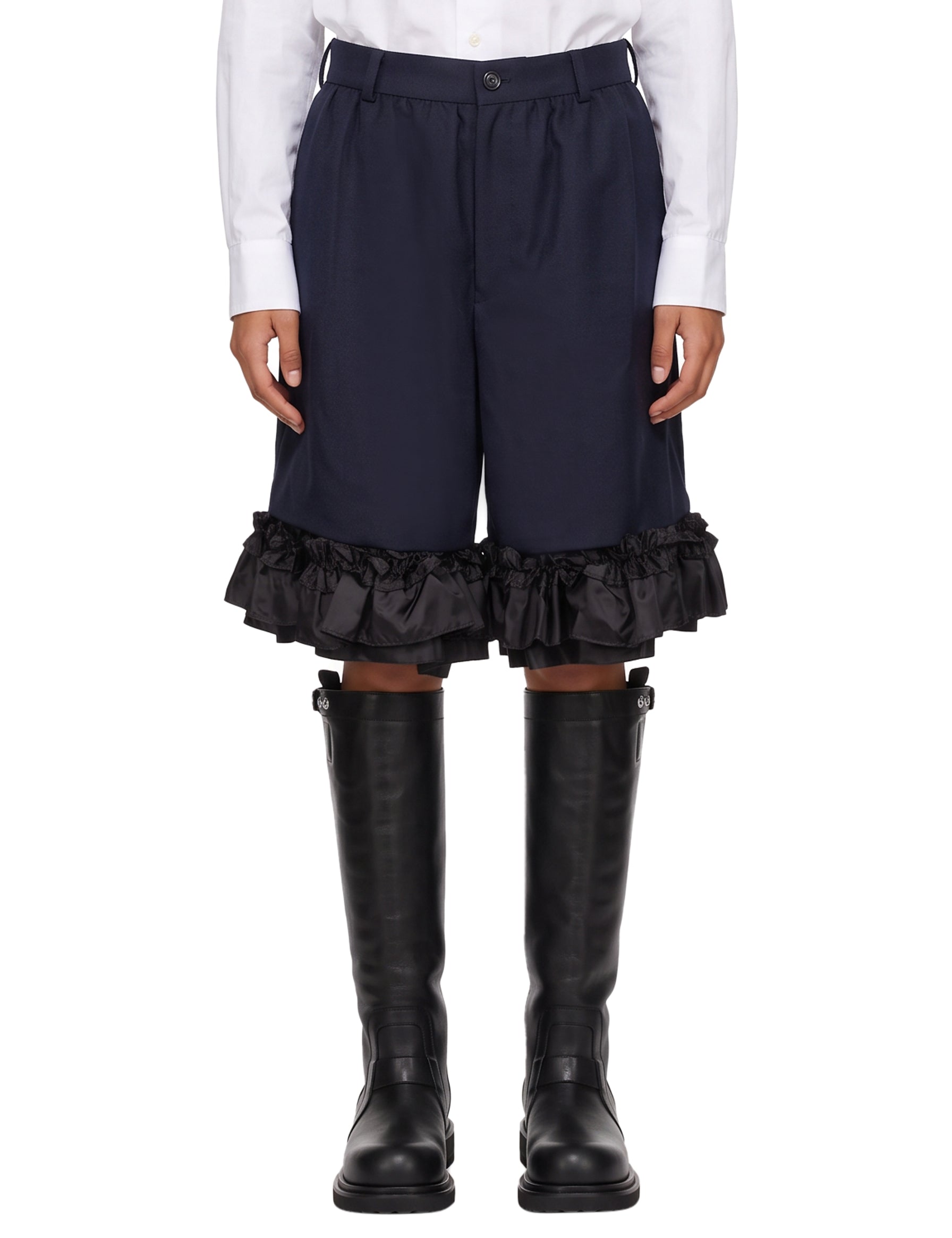 Shorts con ruches in blu 