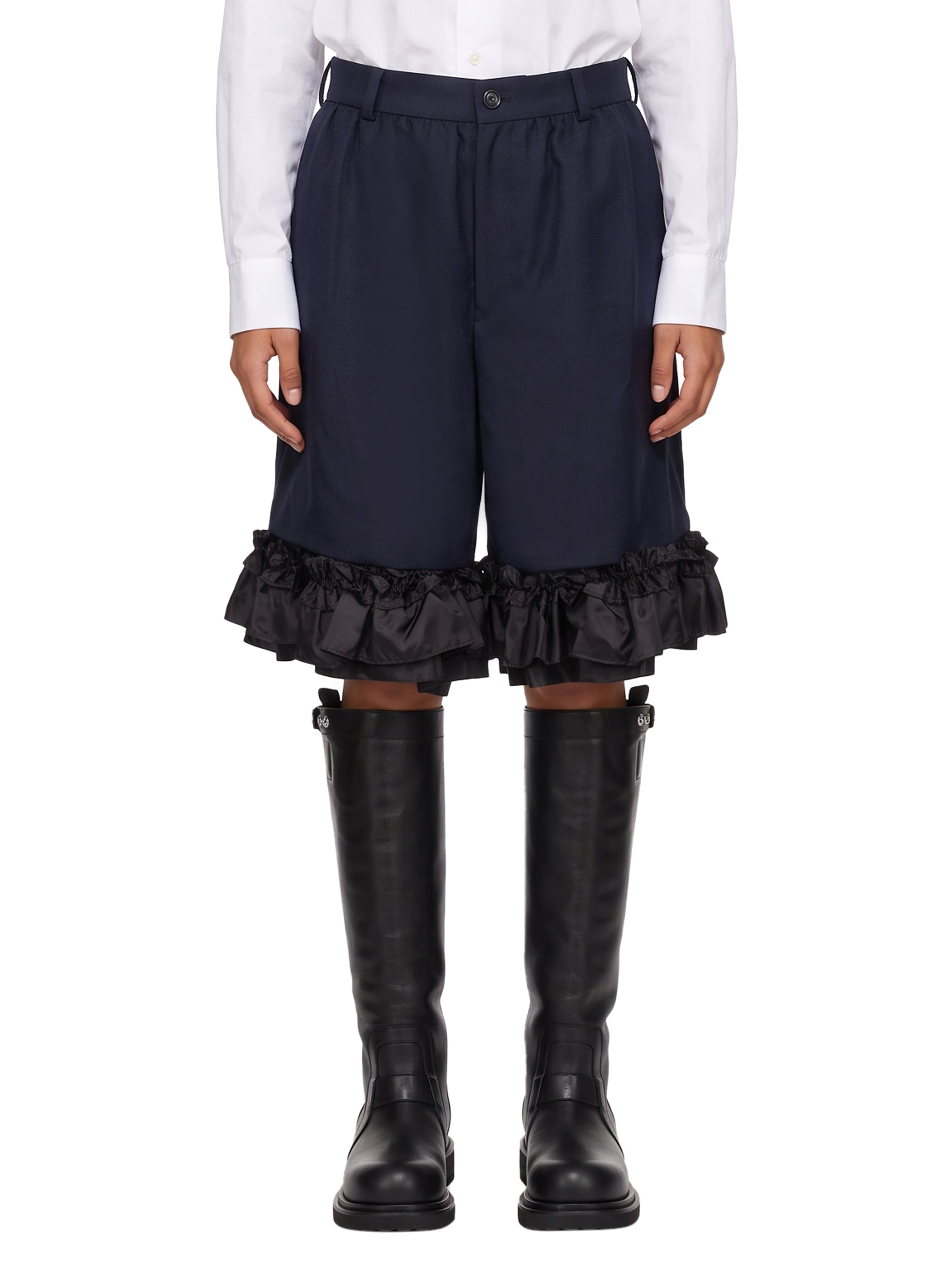 Shorts con ruches in blu 