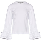T-shirt a maniche lunghe con ruches in bianco 