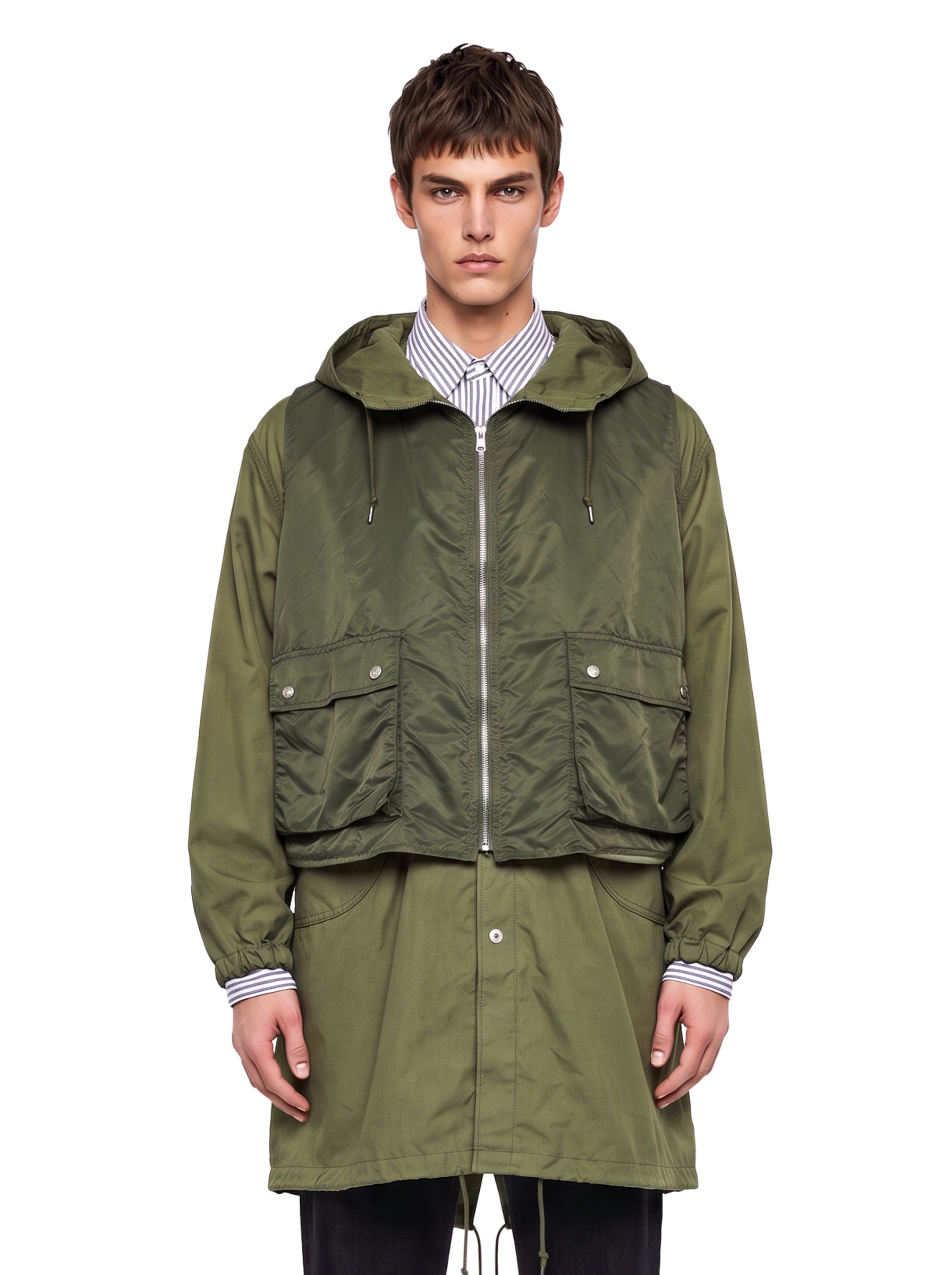 Parka a strati in verde 