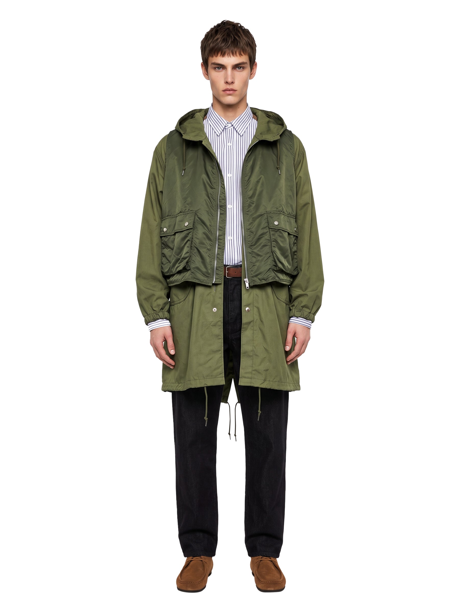Parka a strati in verde 