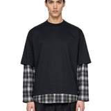 T-shirt Ombre Check Layered in nero 