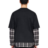 T-shirt Ombre Check Layered in nero 
