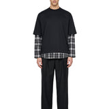 T-shirt Ombre Check Layered in nero 