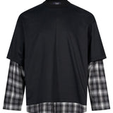 T-shirt Ombre Check Layered in nero 