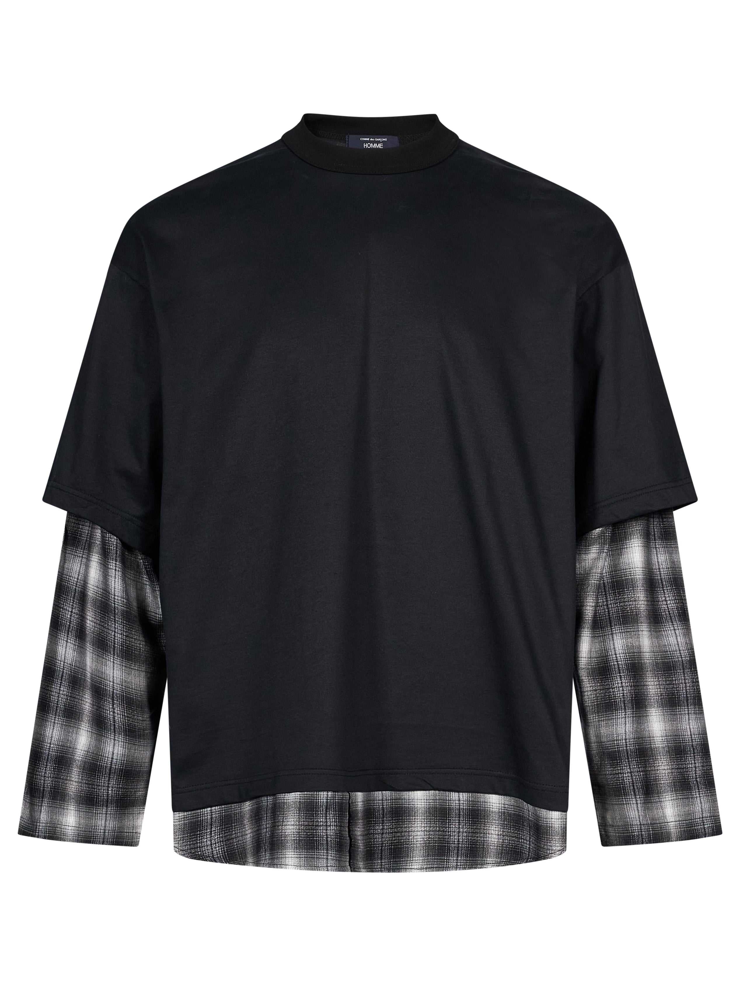 T-shirt Ombre Check Layered in nero 
