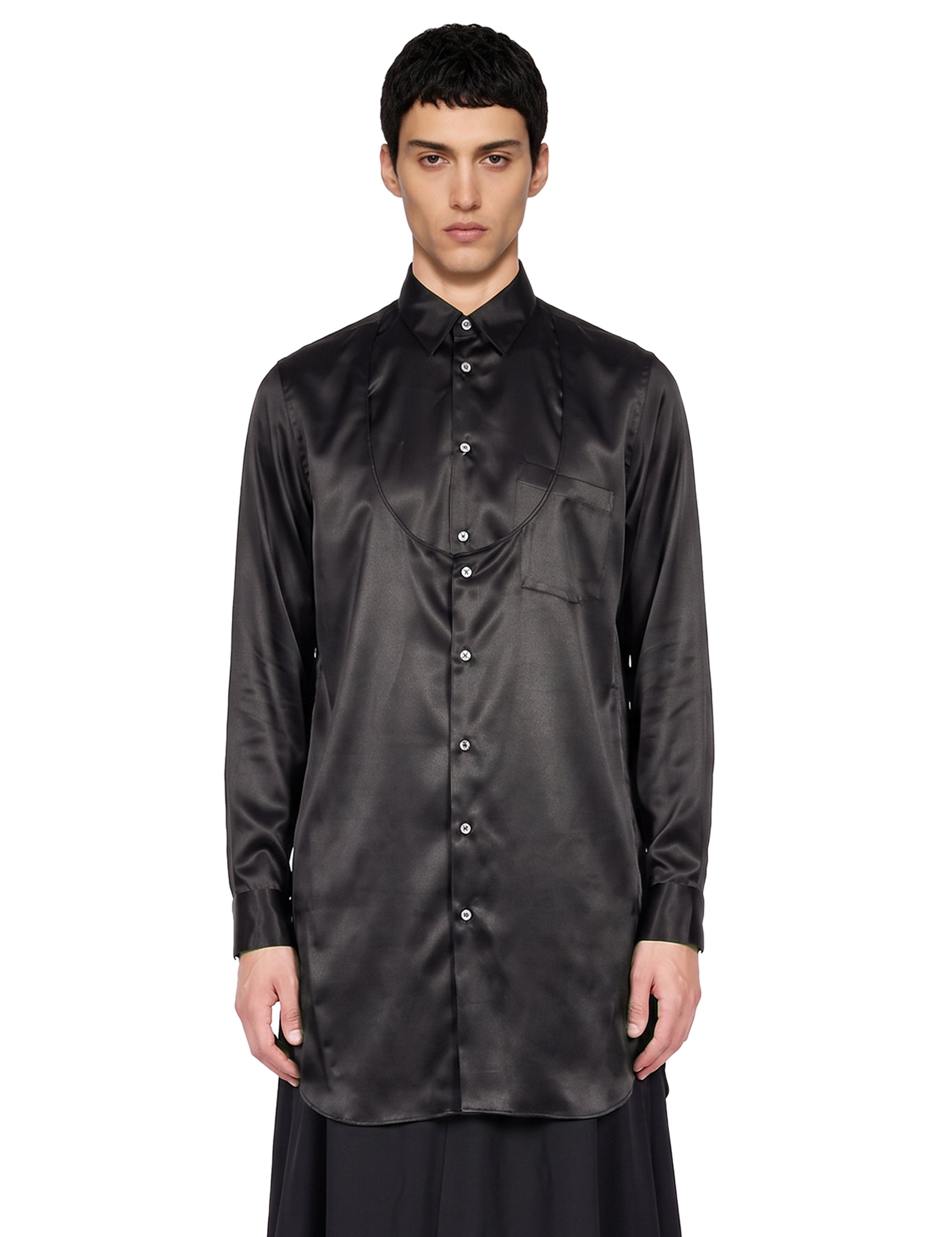 Camicia lunga in satin nero 