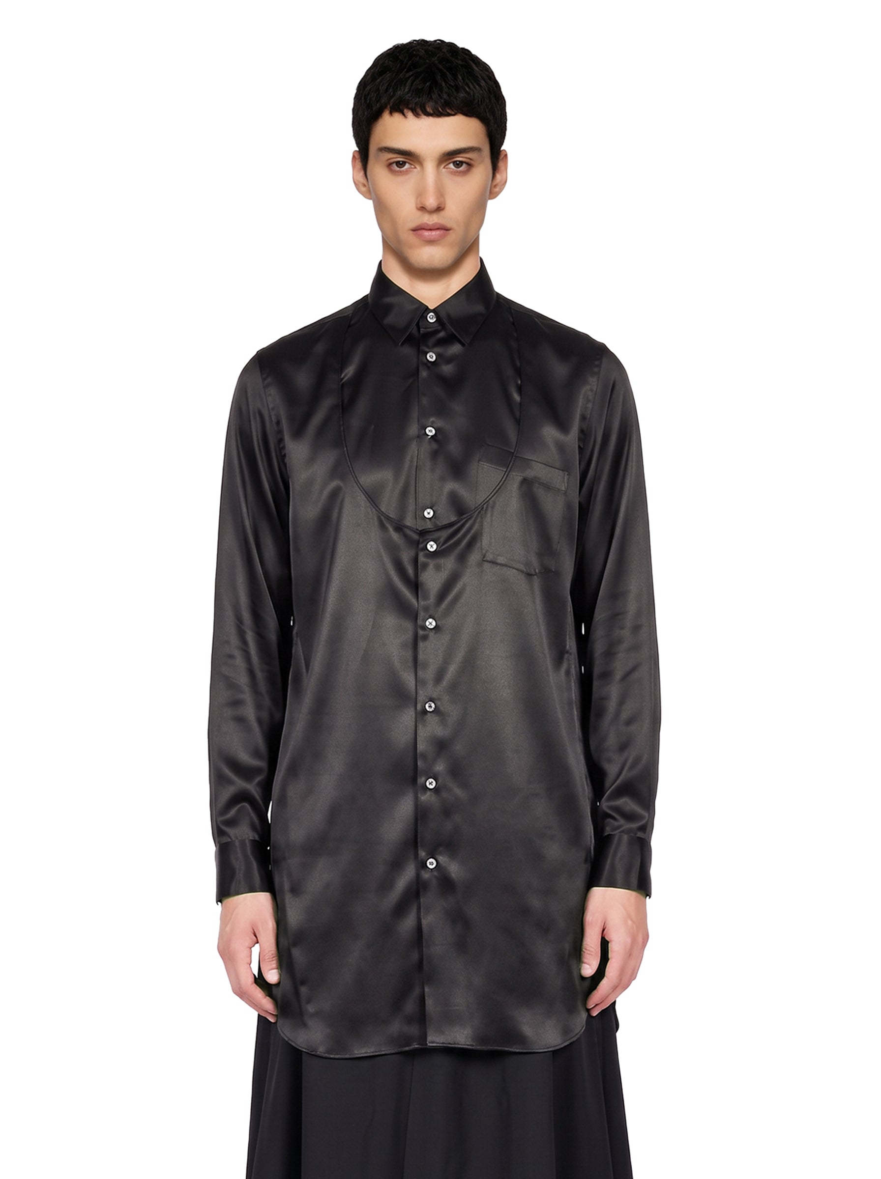 Camicia lunga in satin nero 