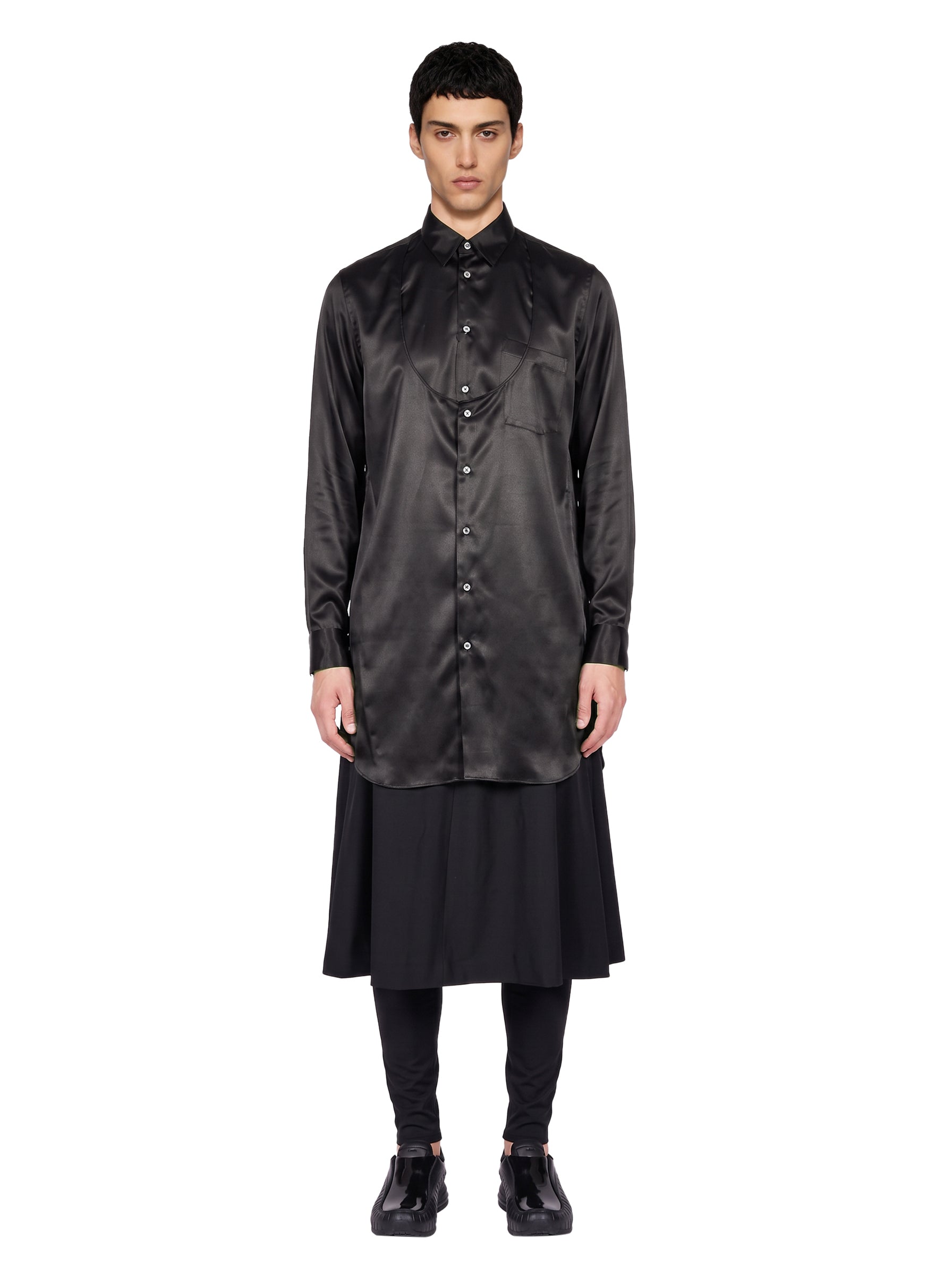 Camicia lunga in satin nero 