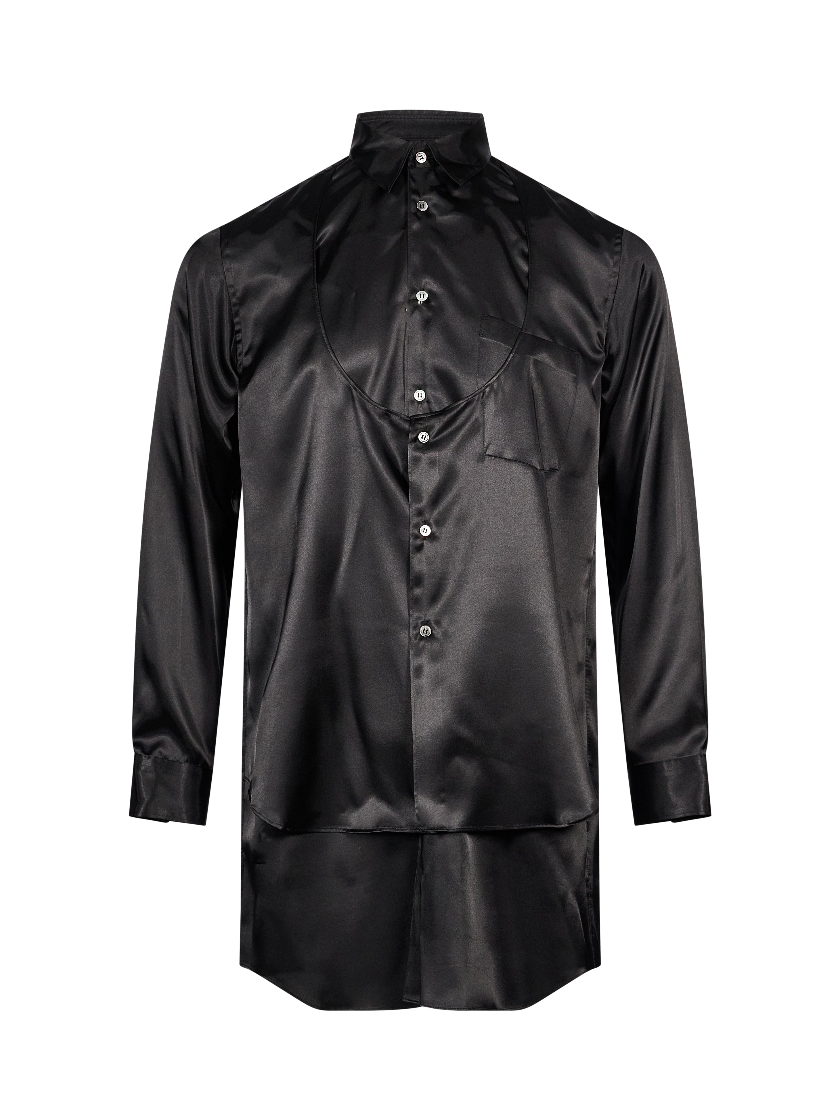 Camicia lunga in satin nero 