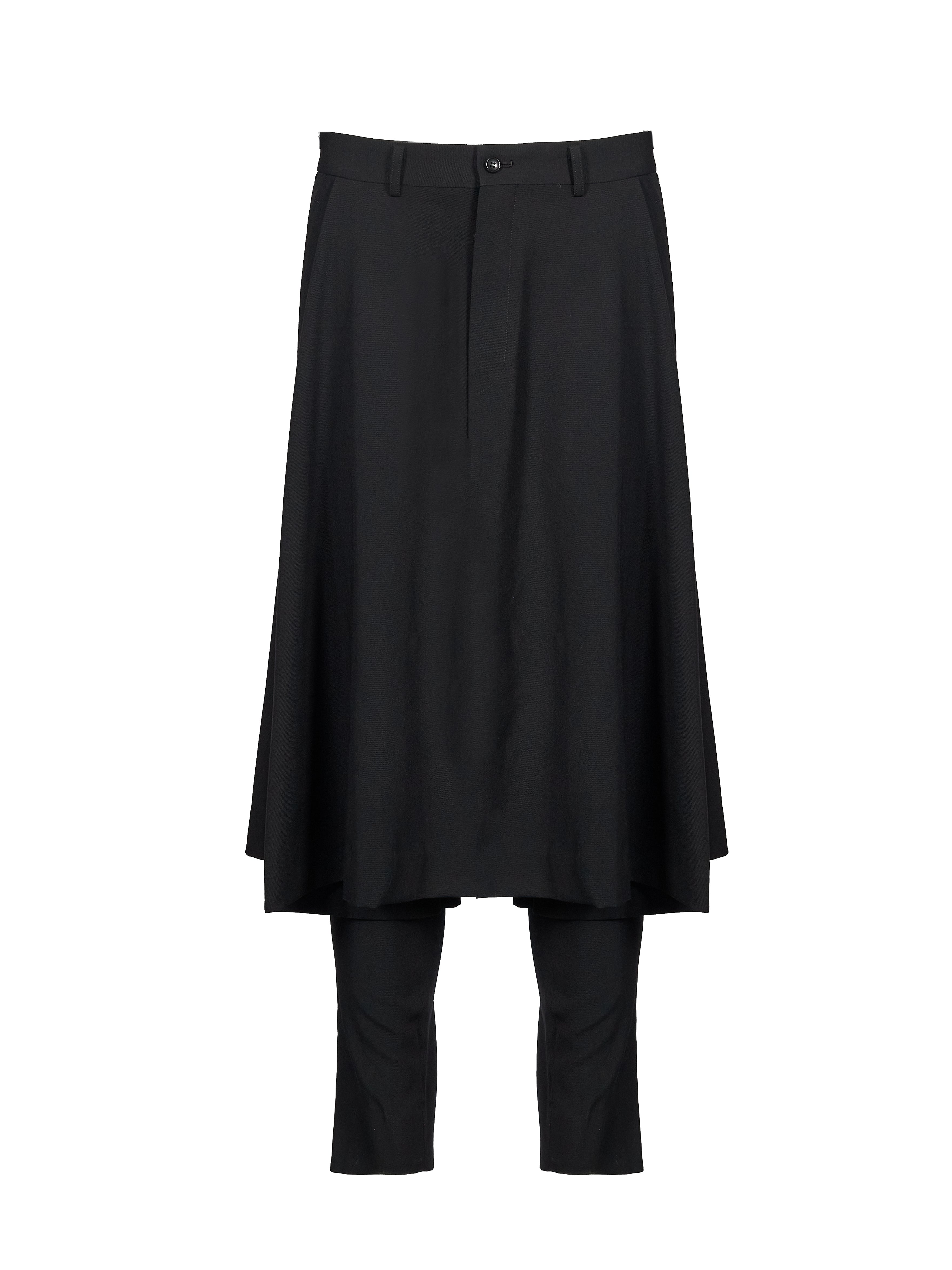 Pantaloni con gonna sovrapposta in nero 