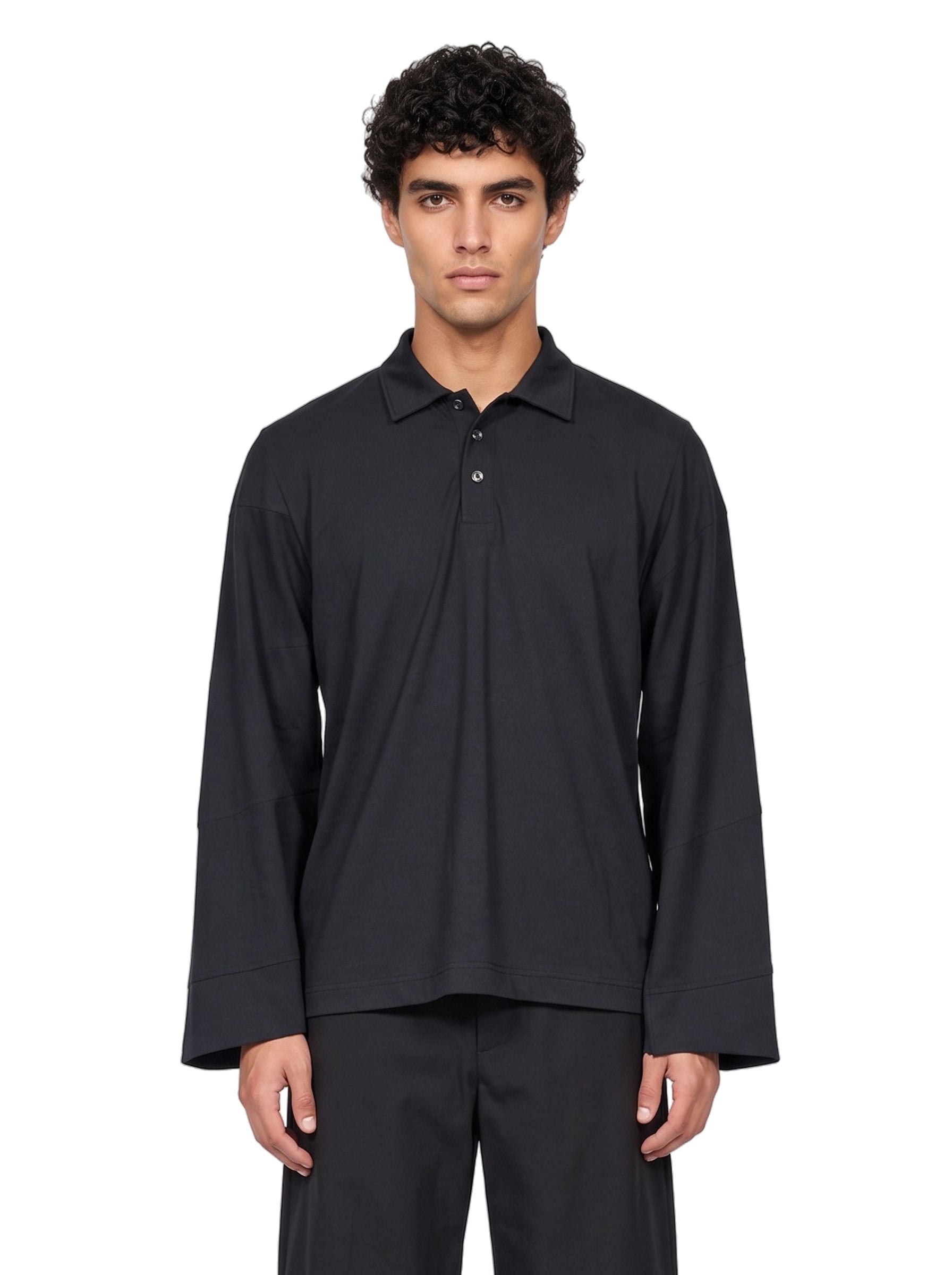 T-shirt con colletto polo in nero 