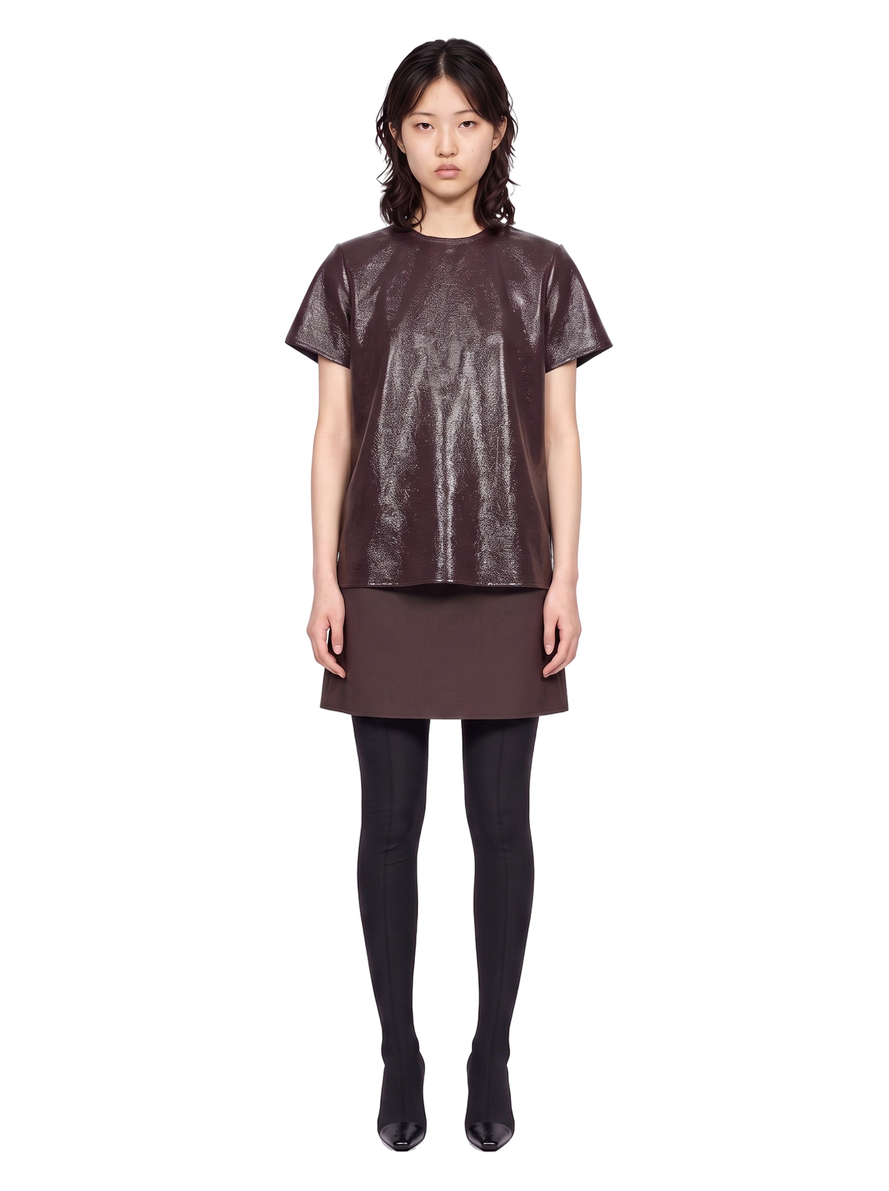 Top in vinile bordeaux 