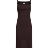 Abito midi 90's rib strap in marrone 