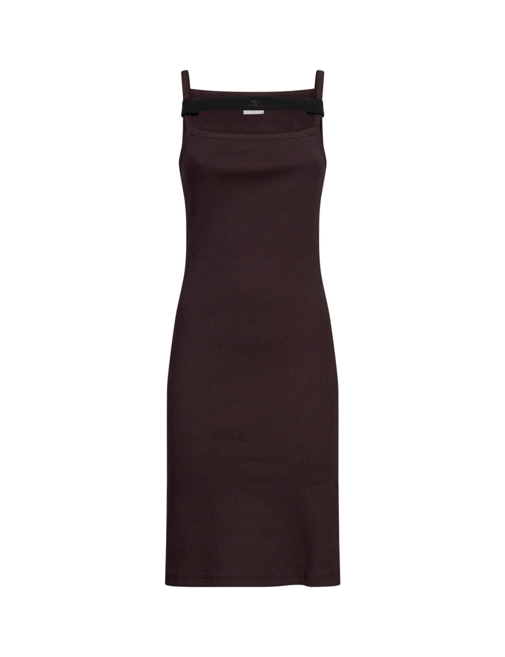 Abito midi 90's rib strap in marrone 