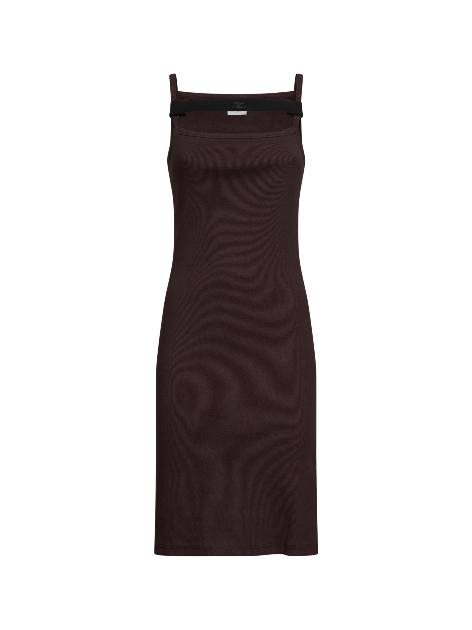 Abito midi 90's rib strap in marrone 