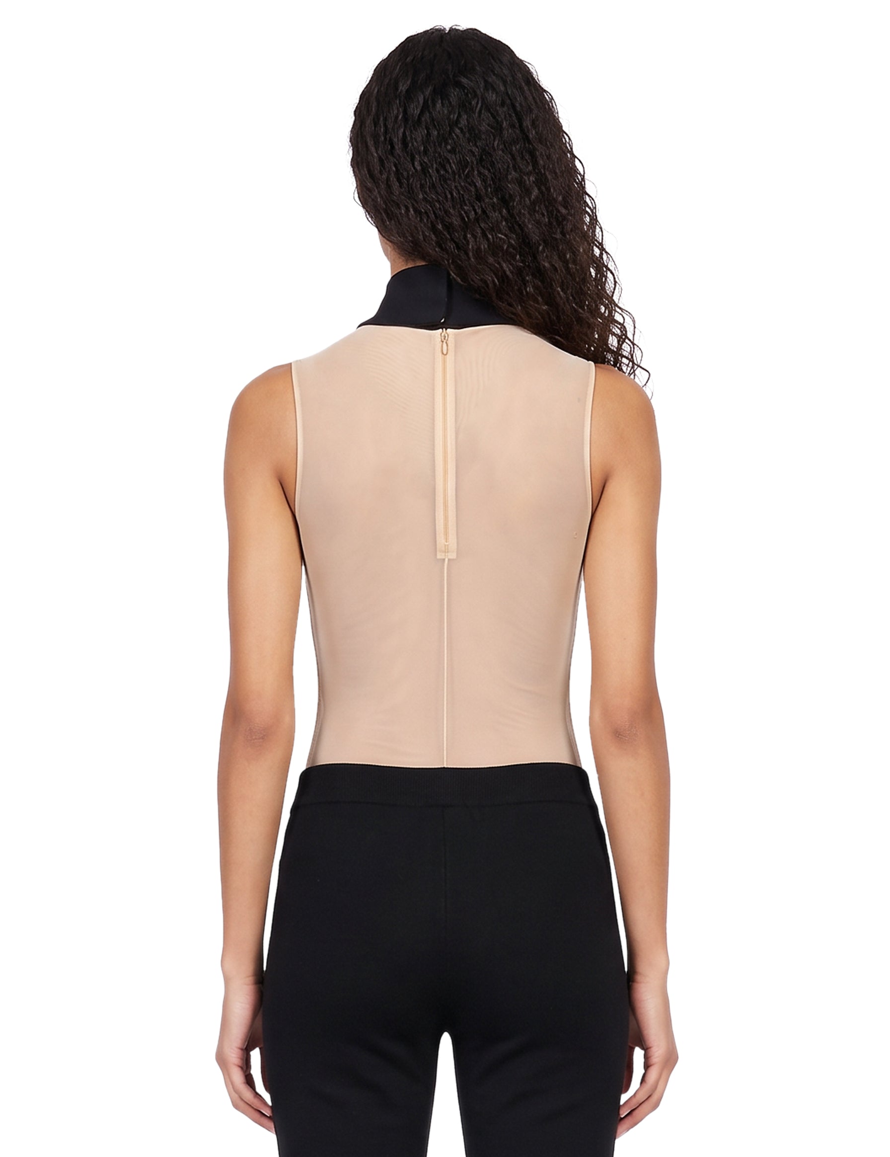 Body con tasche applicate in beige e nero 