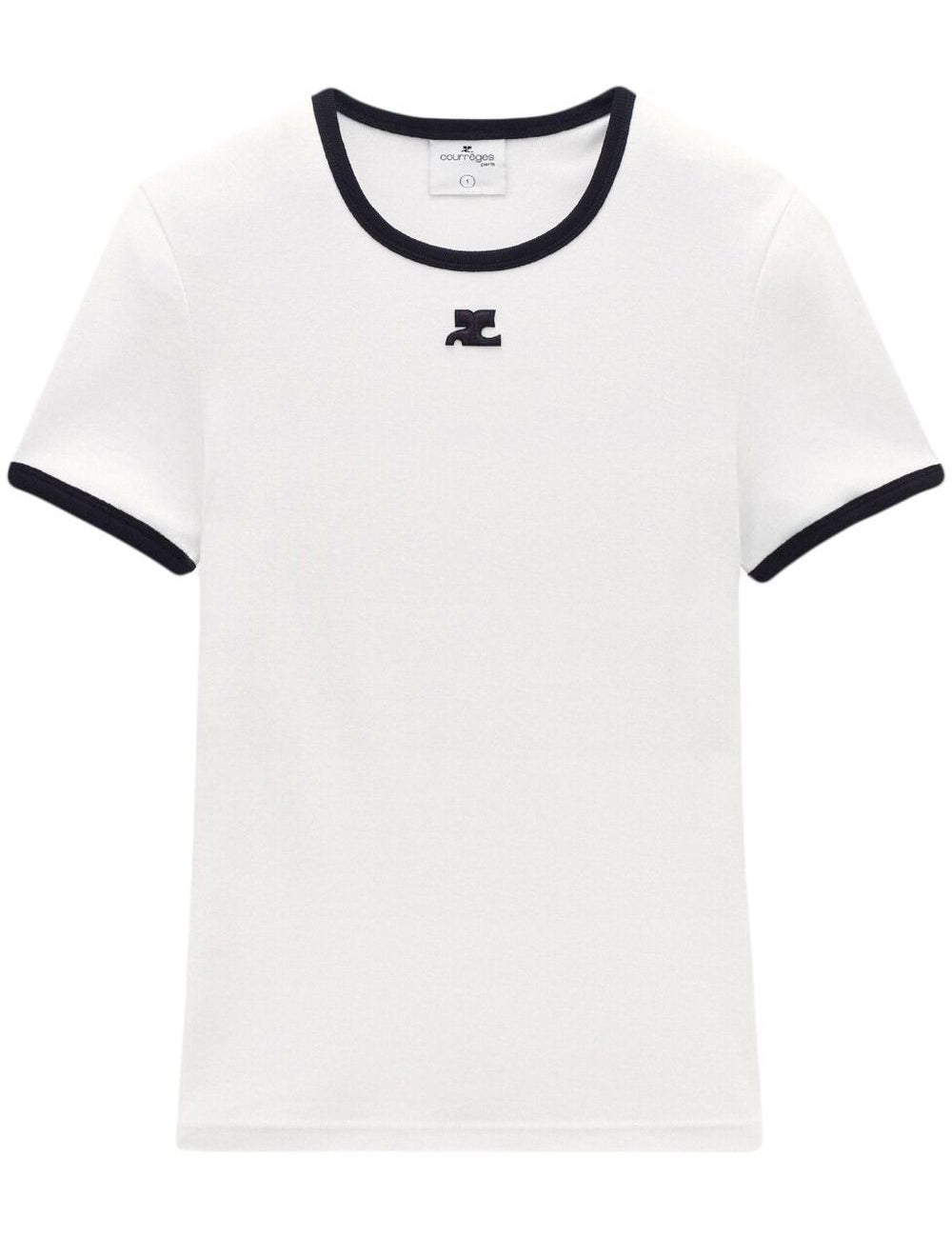 T-shirt con bordo a contrasto in bianco 