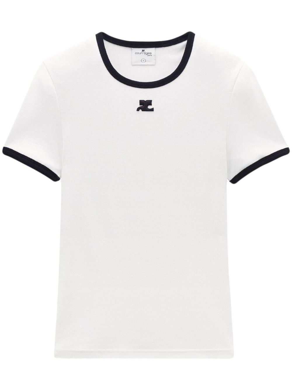 T-shirt con bordo a contrasto in bianco 