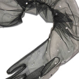 Guanti in tulle nero 