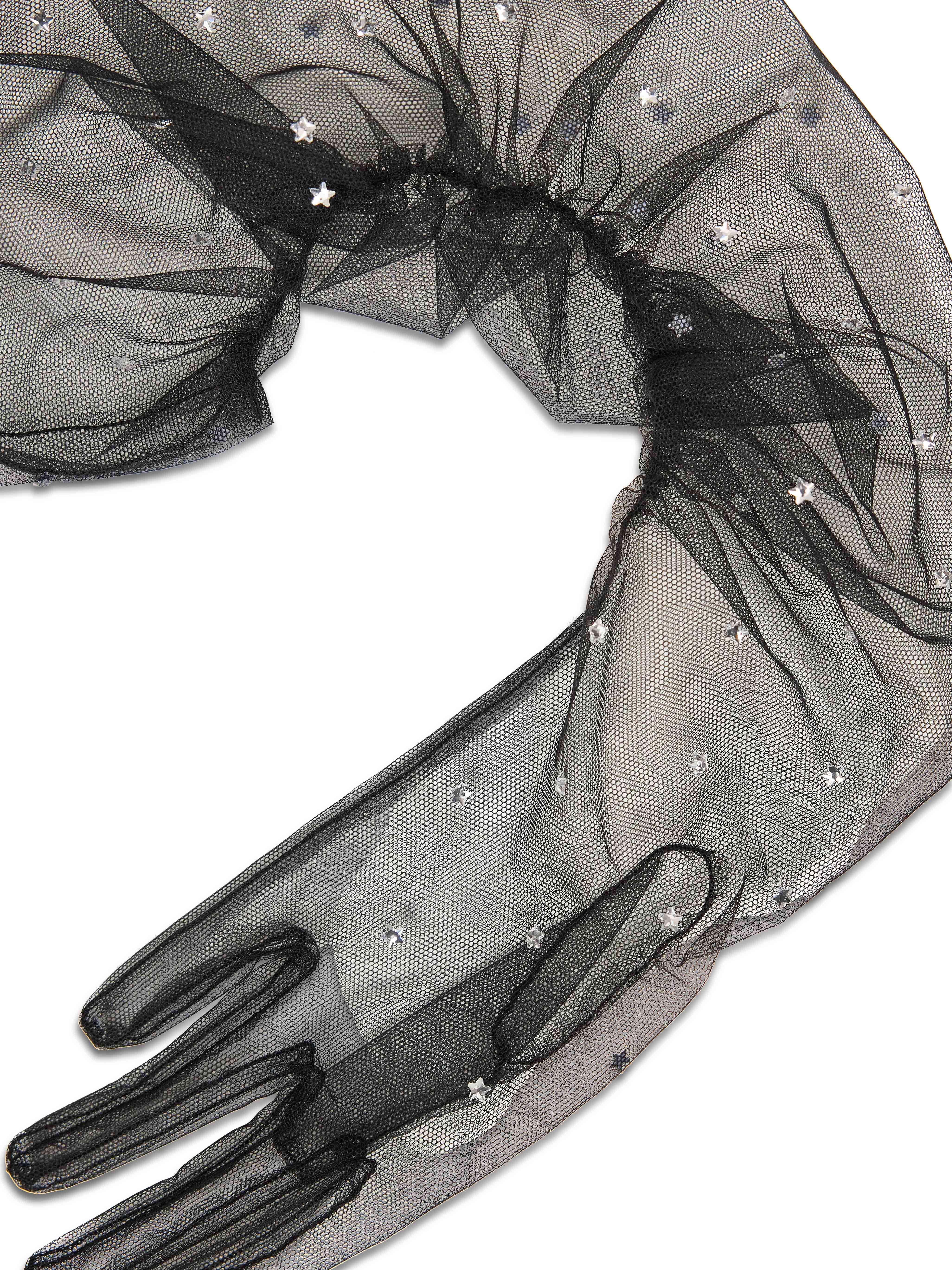 Guanti in tulle nero 