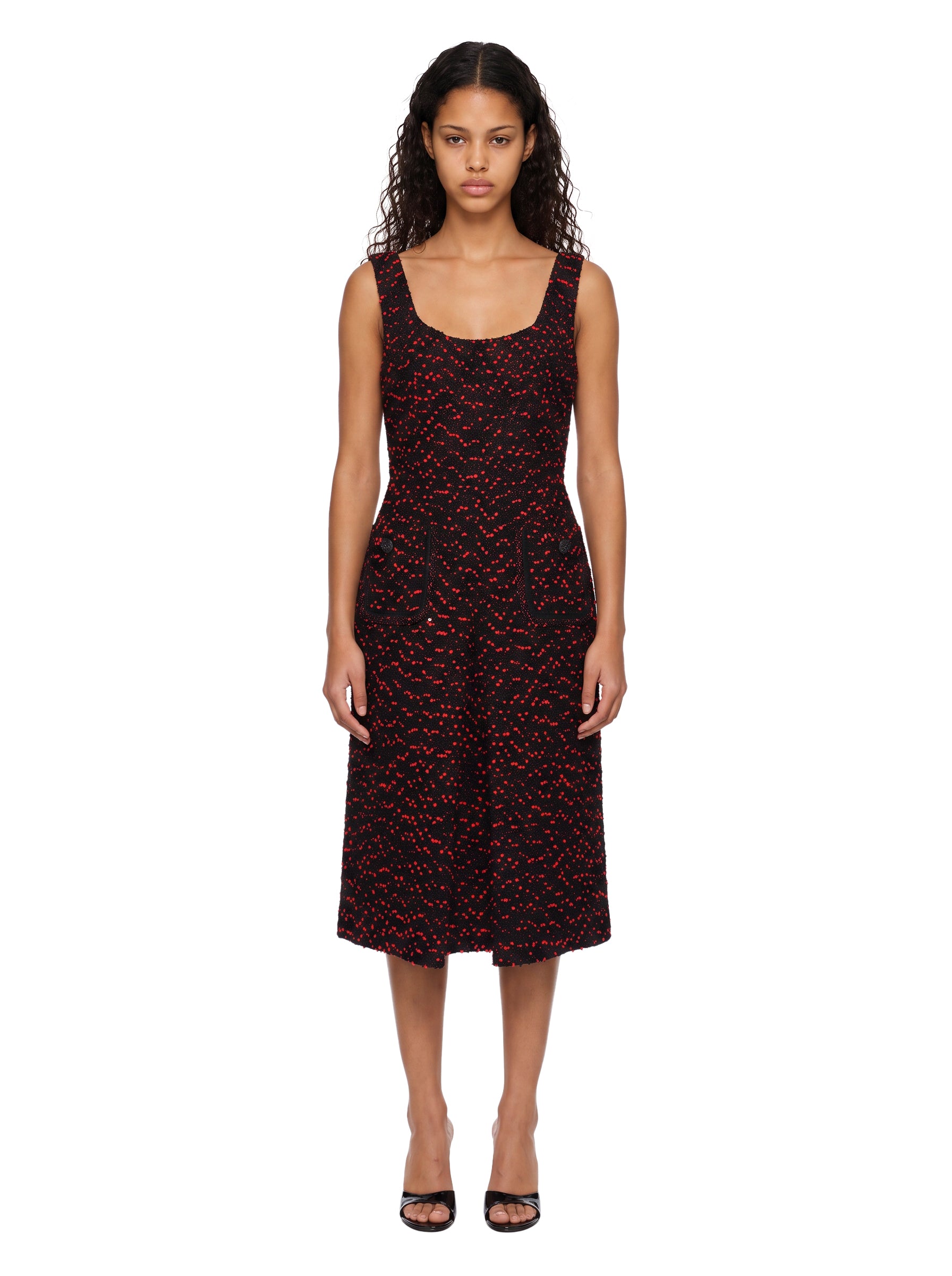 Abito midi tweed nero 
