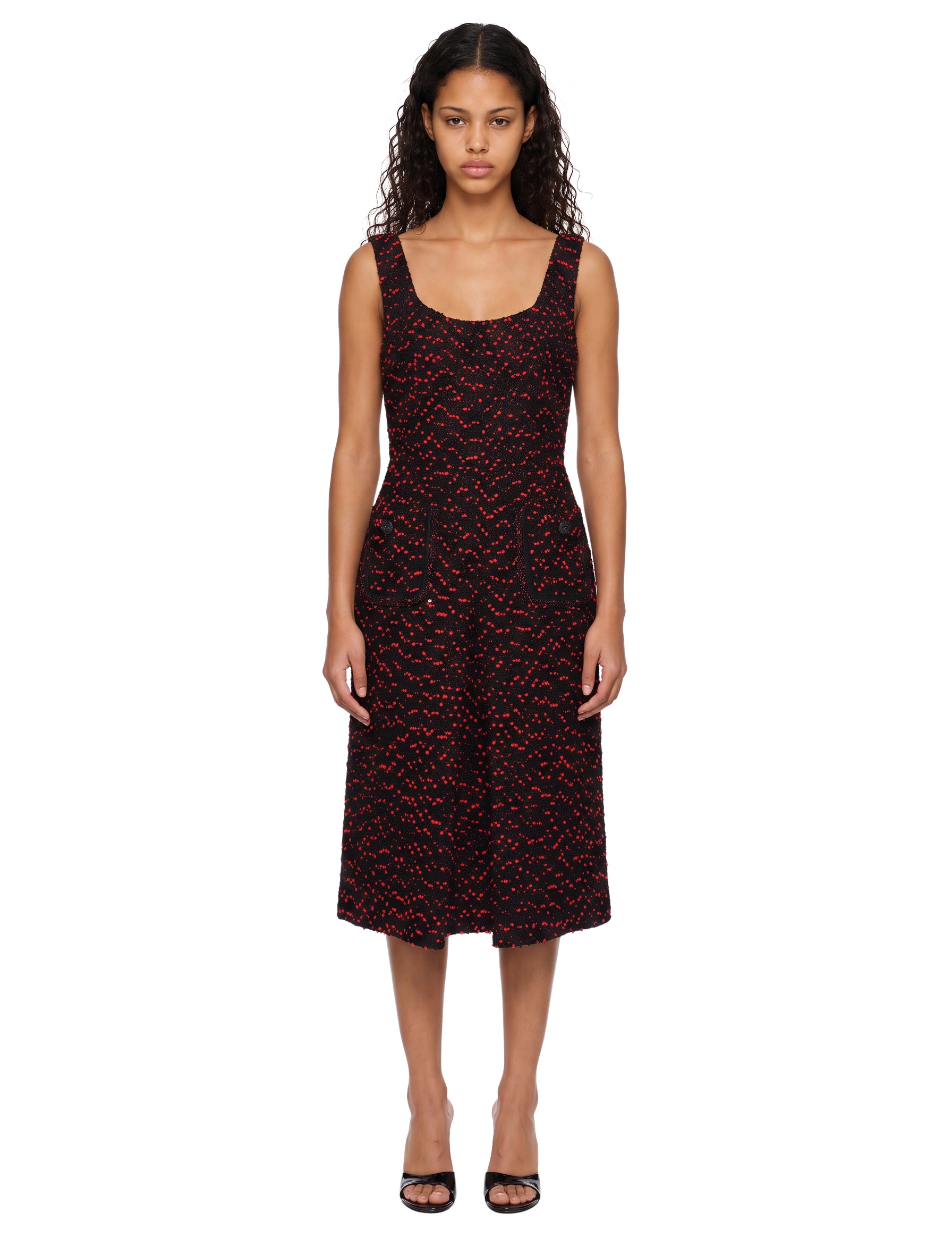 Abito midi tweed in nero 