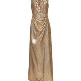 Abito lungo con paillettes oro 