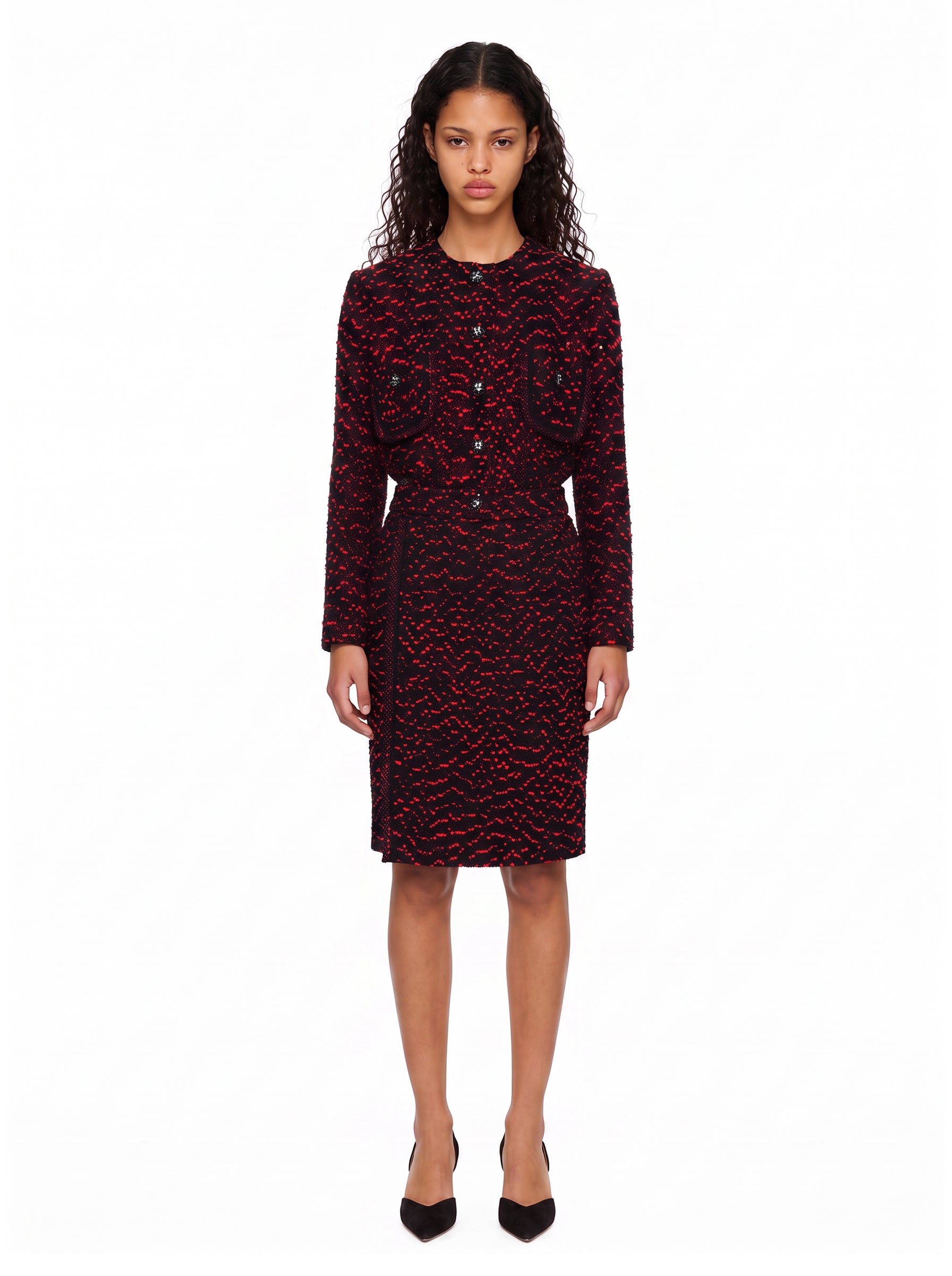 Gonna midi in tweed nero 