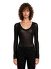 Body girocollo semi-trasparente in nero