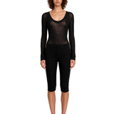 Body girocollo semi-trasparente in nero 