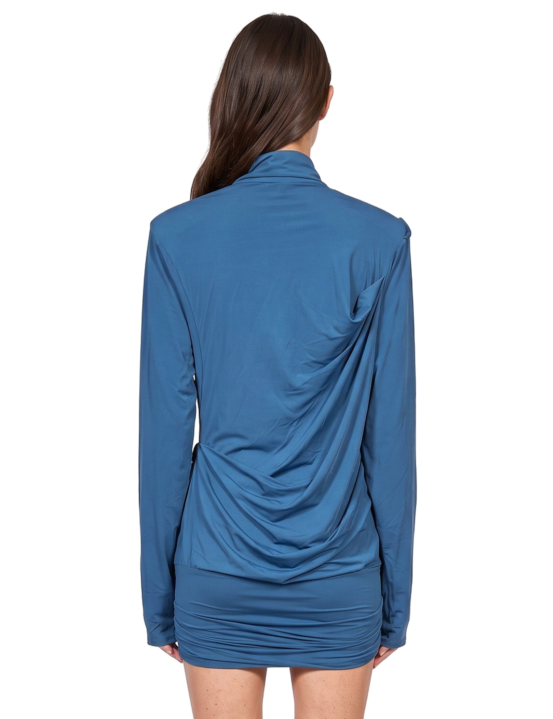 Abito mini drappeggiato in azzurro 