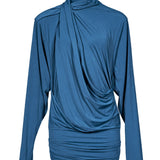 Abito mini drappeggiato in azzurro 