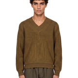 Maglia con scollo a V in verde khaki 