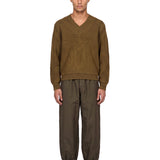 Maglia con scollo a V in verde khaki 