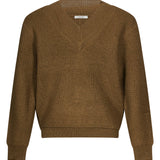 Maglia con scollo a V in verde khaki 