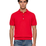 Polo in maglia a manica corta in rosso 