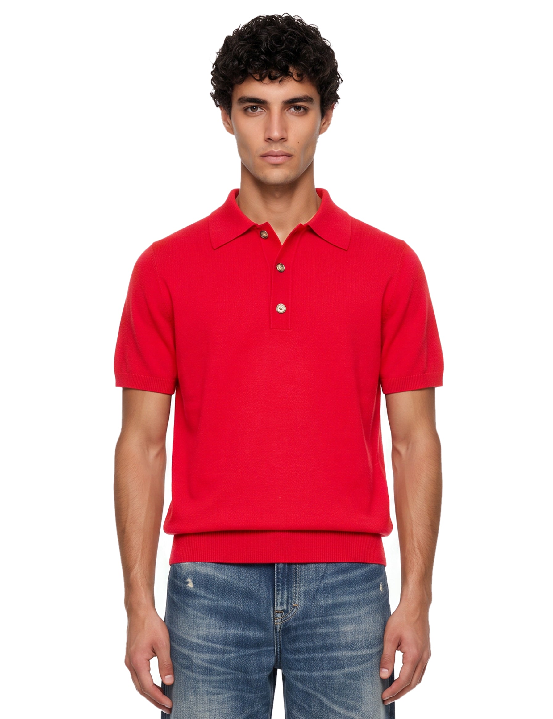 Polo in maglia a manica corta in rosso 